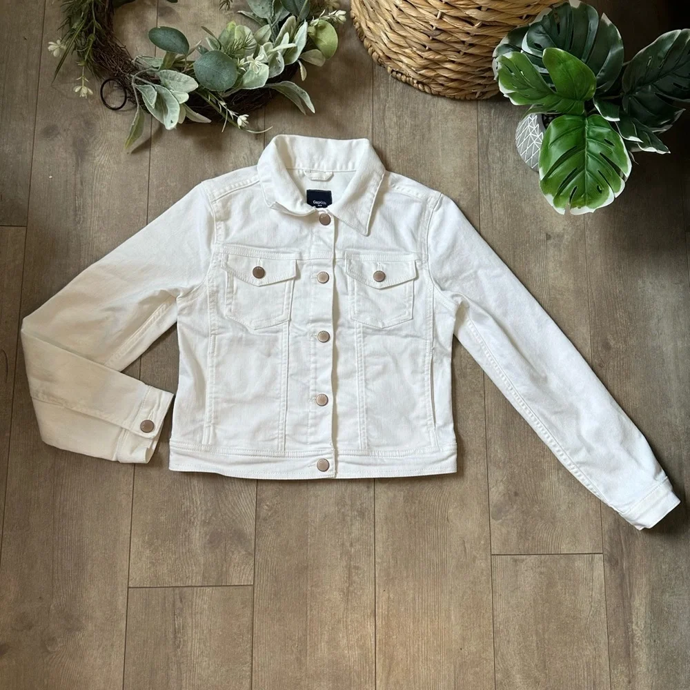 GAP Kids Girls White Denim Jacket Size Medium